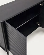 Credenza Lenon 3 ante e 3 cassetti in legno massello e impiallacciatura di rovere nero 200x86cm FSC Mix Credit