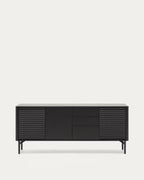 Credenza Lenon 3 ante e 3 cassetti in legno massello e impiallacciatura di rovere nero 200x86cm FSC Mix Credit