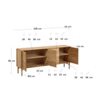 Credenza Lenon 3 ante 3 cassetti legno e impiallacciatura rovere 200x86 cm FSC MIX Credit