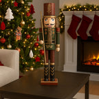 Soldatino schiaccianoci natalizio con vestito rosso e verde 50 cm