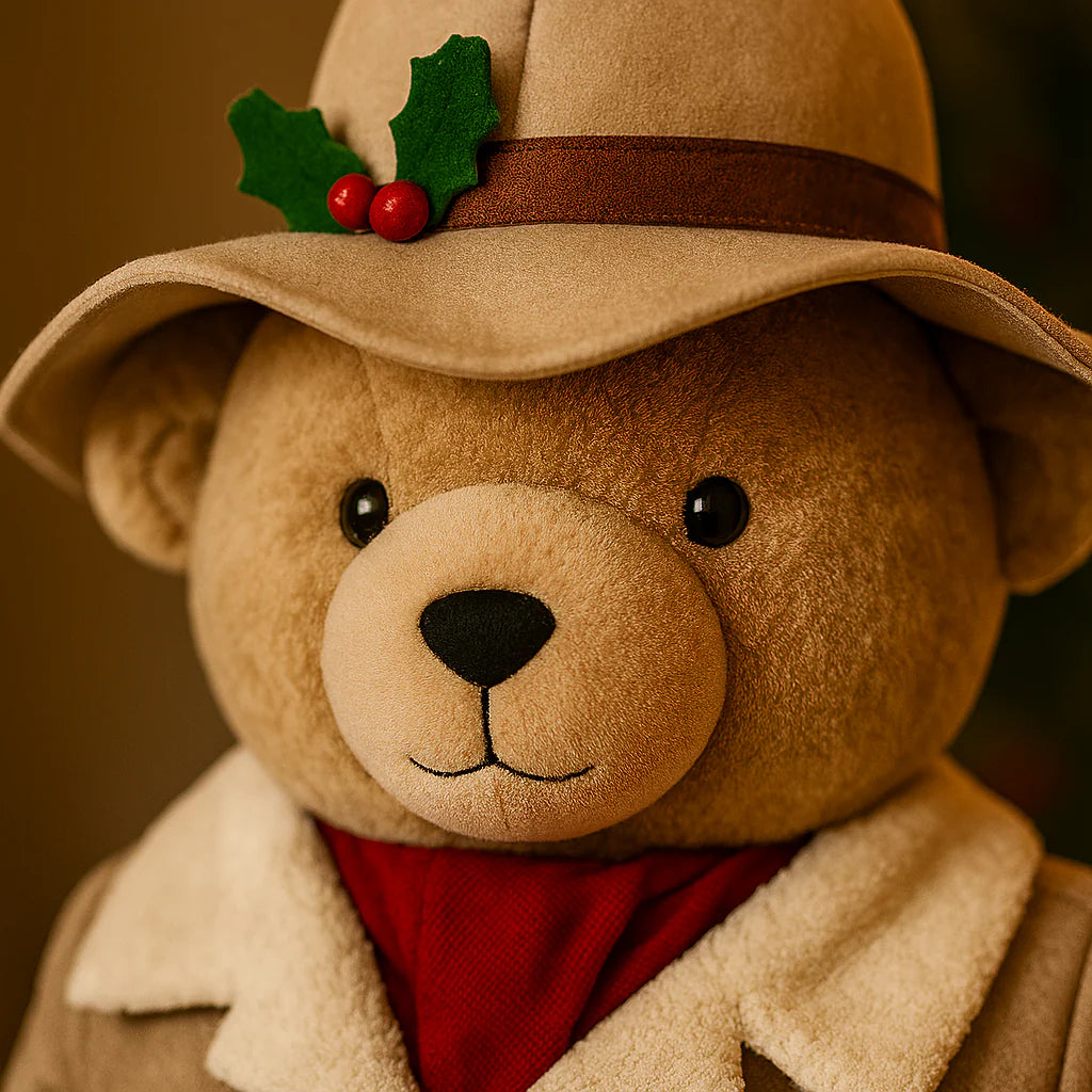 Orsacchiotto country con cappotto beige e cappello  in poliestere 88 cm