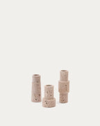 Set Majid di 3 candelabri in travertino beige
