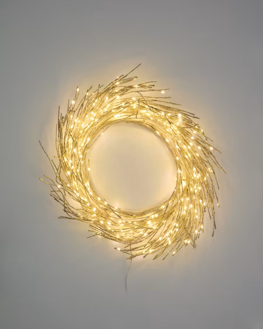 Corona luminosa dorata Bria Ø60 cm