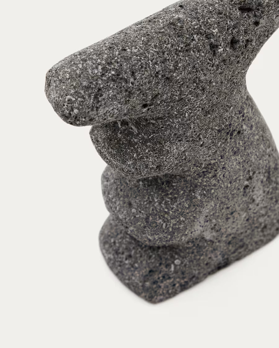 Set Arif di sculture in pietra con finitura beige e nera 12 cm / 23 cm