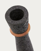 Vaso Naro in pietra nera e legno di teak 30 cm