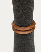 Vaso Naro in pietra nera e legno di teak 30 cm