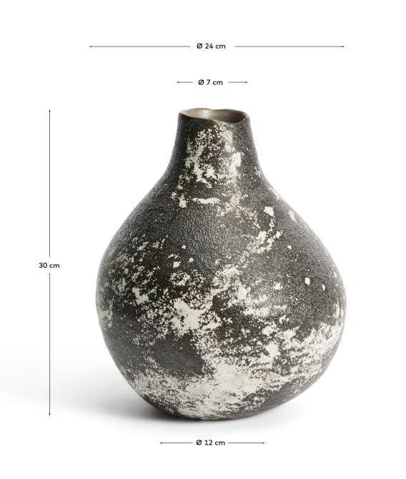 Vaso Orelin in ceramica nera e bianca 30 cm