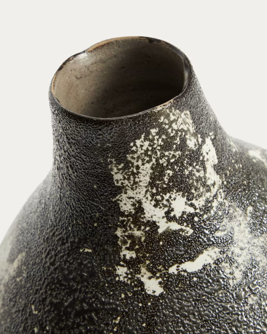 Vaso Orelin in ceramica nera e bianca 30 cm