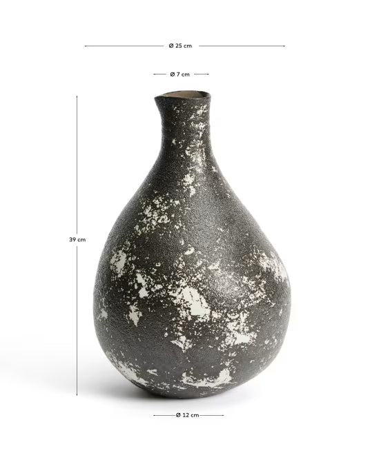 Vaso Orelin in ceramica nera e bianca 39 cm