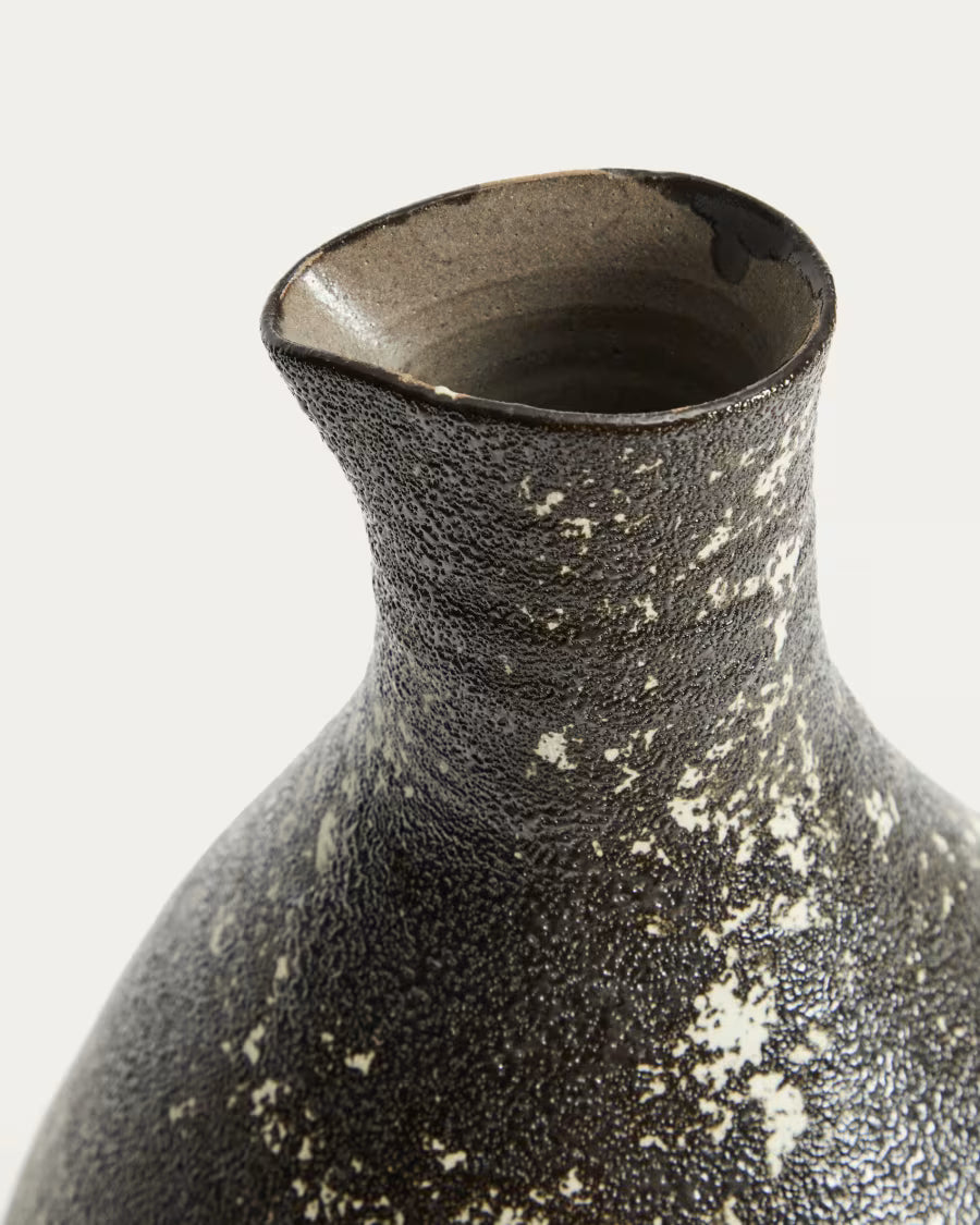 Vaso Orelin in ceramica nera e bianca 39 cm