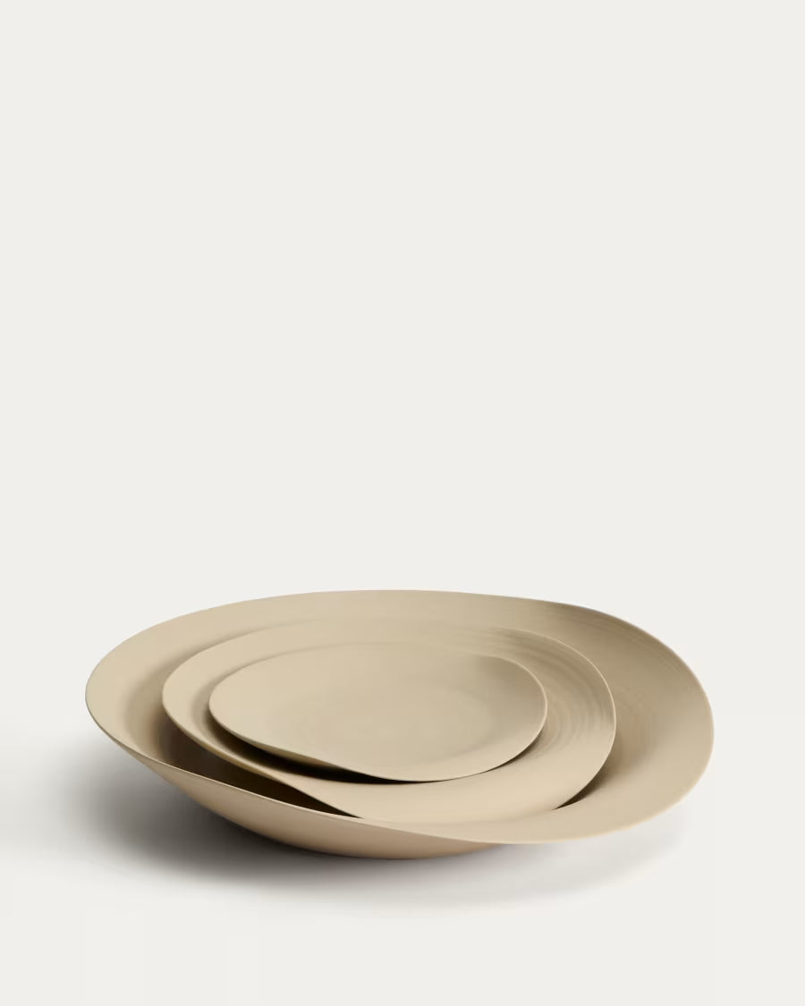 Centro tavola Ebenor in ceramica beige Ø 30 cm