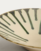 Centrotavola Olmera in ceramica beige e verde Ø 36,5 cm