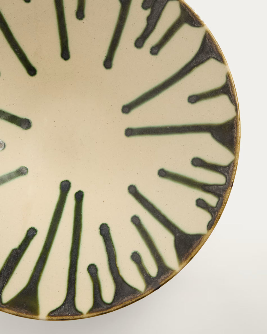 Centrotavola Olmera in ceramica beige e verde Ø 36,5 cm