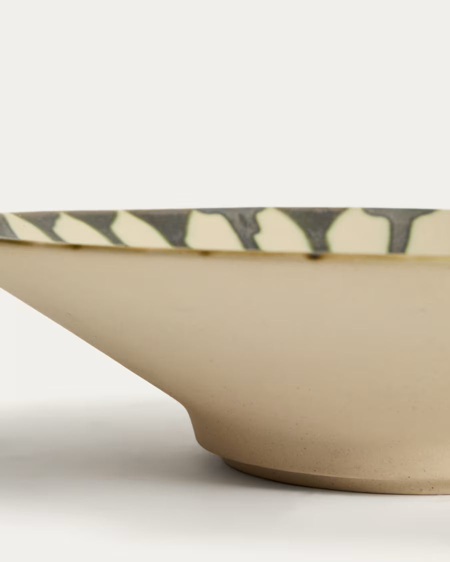 Centrotavola Olmera in ceramica beige e verde Ø 36,5 cm