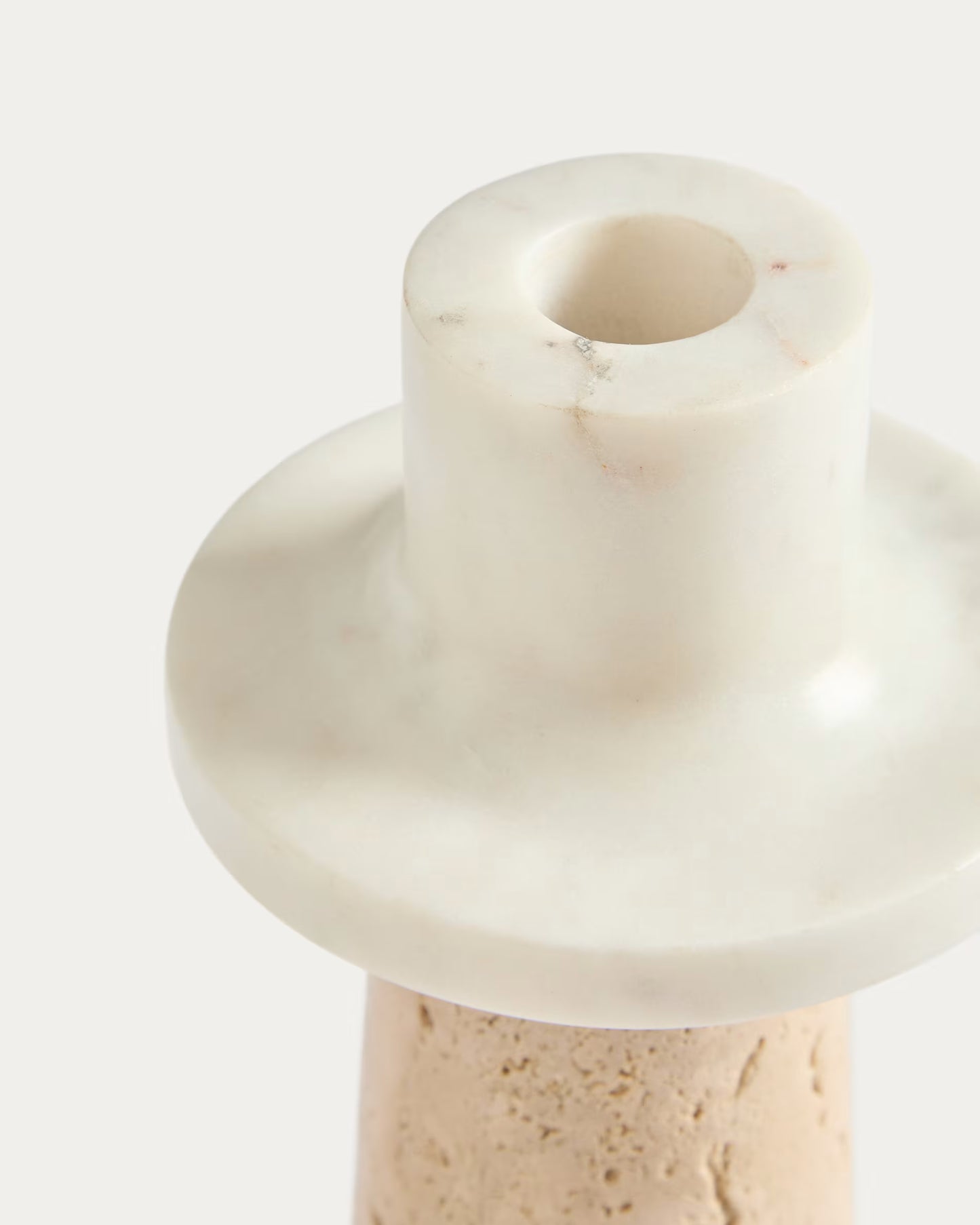 Candelabro Zalvori in marmo bianco e travertino 18 cm