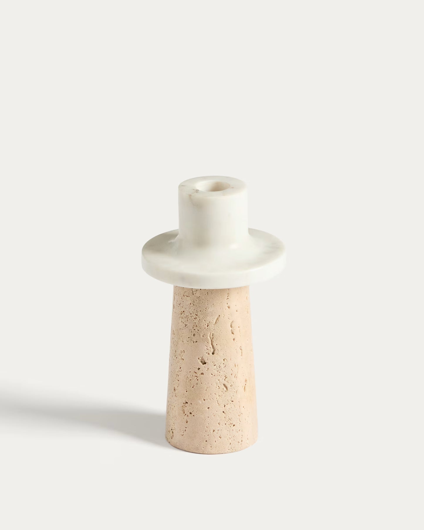 Candelabro Zalvori in marmo bianco e travertino 18 cm