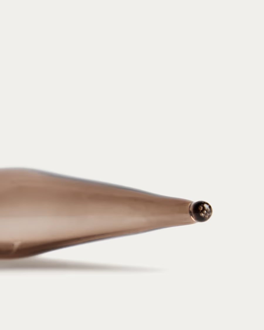 Set Isven di 2 ornamenti da appendere in vetro riciclato marrone 10 cm