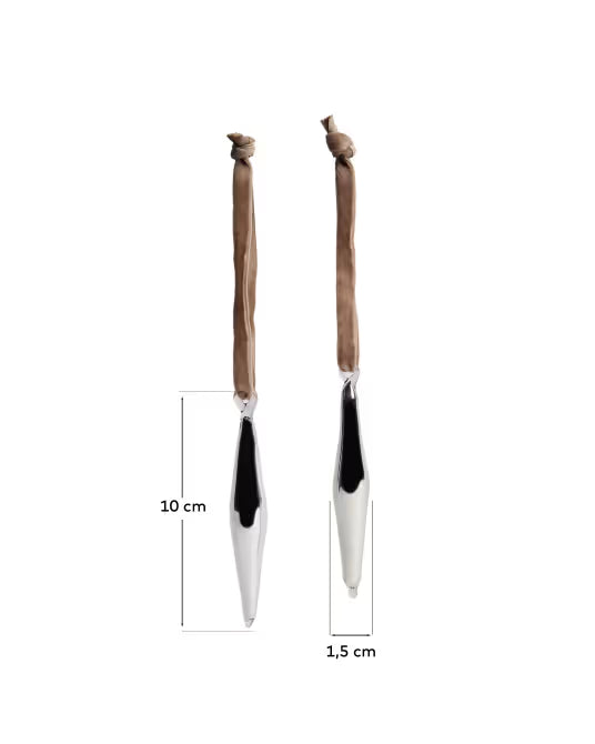 Set Isven di 2 ornamenti da appendere in vetro riciclato argentato 10 cm