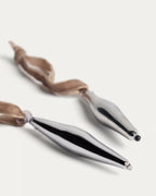 Set Isven di 2 ornamenti da appendere in vetro riciclato argentato 10 cm