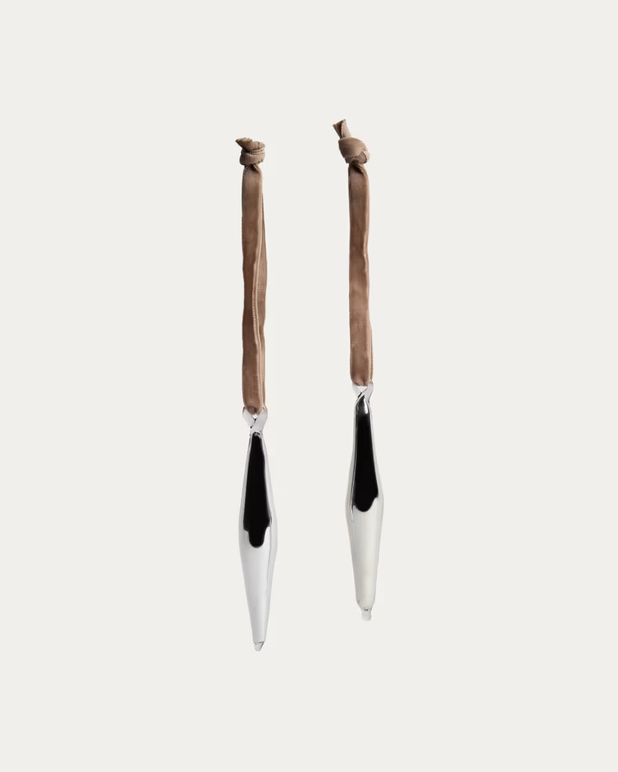 Set Isven di 2 ornamenti da appendere in vetro riciclato argentato 10 cm