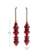 Set Lioren di 2 ornamenti da appendere in vetro riciclato rosso