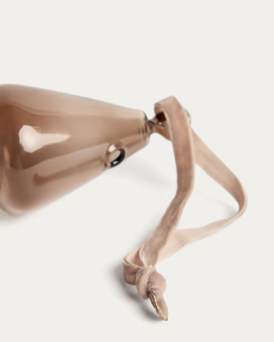 Set Lioren di 2 ornamenti da appendere in vetro riciclato marrone