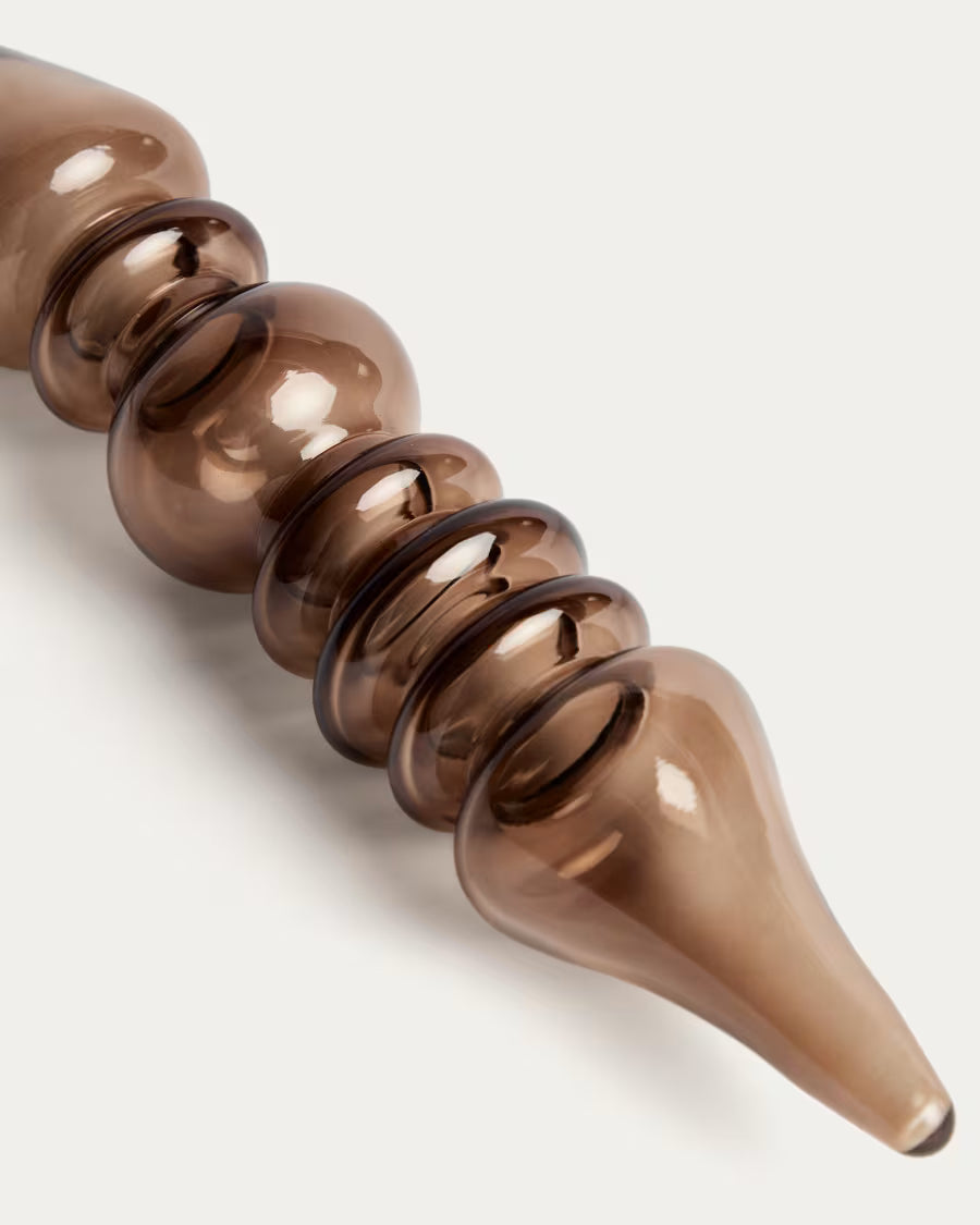 Set Lioren di 2 ornamenti da appendere in vetro riciclato marrone