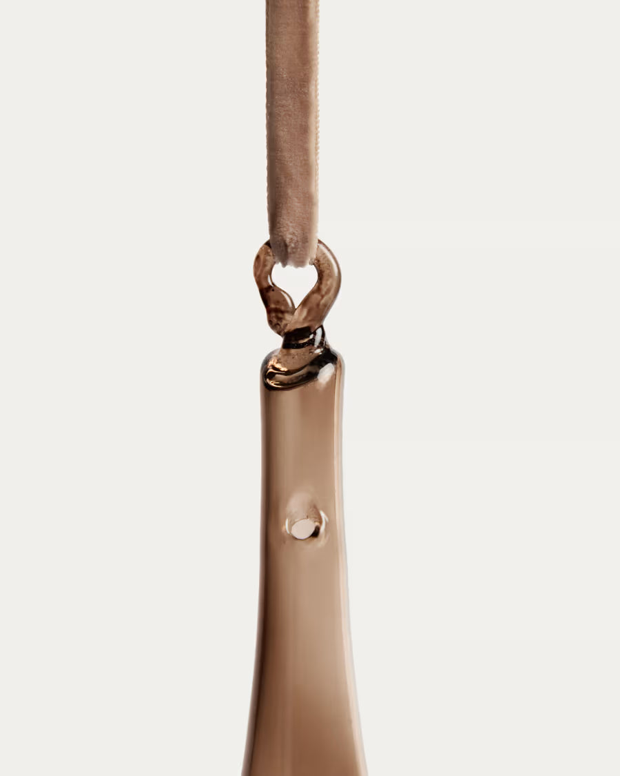 Set Talnea di 2 ornamenti da appendere in vetro riciclato marrone 29,5 cm