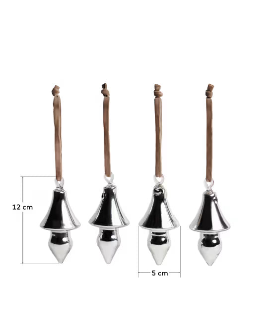 Set Talnea di 4 ornamenti da appendere in vetro riciclato argentato 12 cm