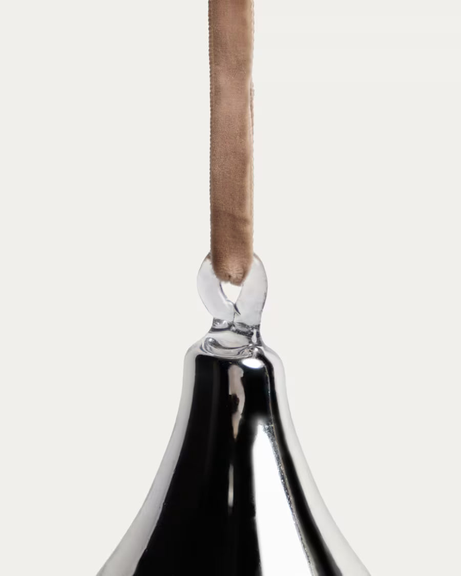 Set Talnea di 4 ornamenti da appendere in vetro riciclato argentato 12 cm