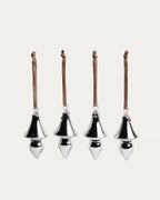 Set Talnea di 4 ornamenti da appendere in vetro riciclato argentato 12 cm