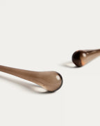 Set Alsenia di 2 ornamenti da appendere in vetro riciclato marrone