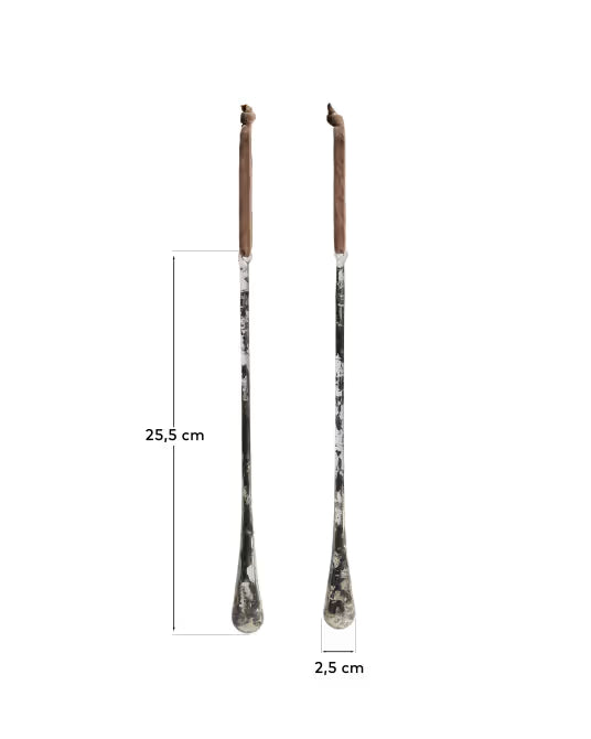 Set Alsenia di 2 ornamenti da appendere in vetro riciclato argentato