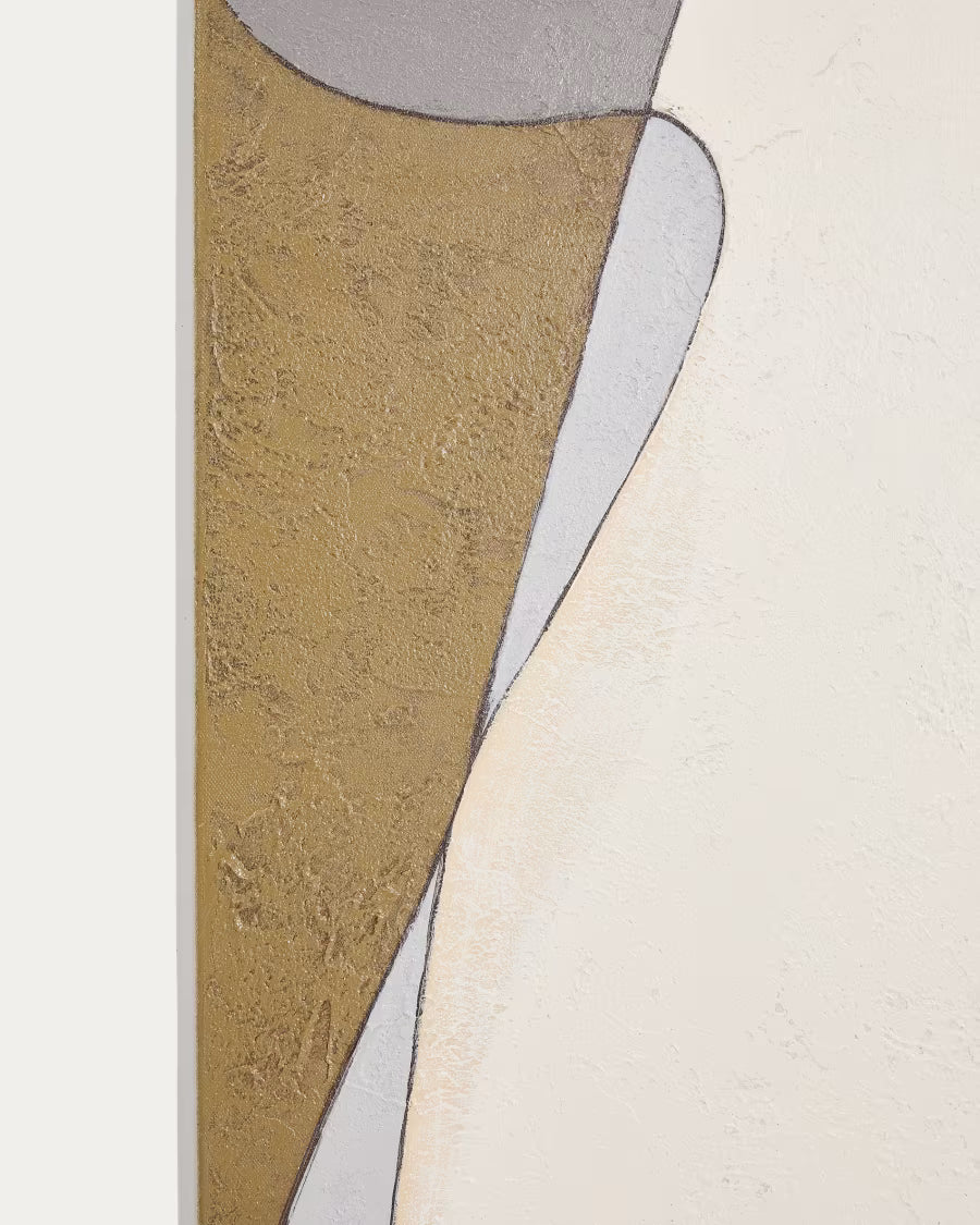 Tela astratta Marvilo grigia e senape 120 x 200 cm