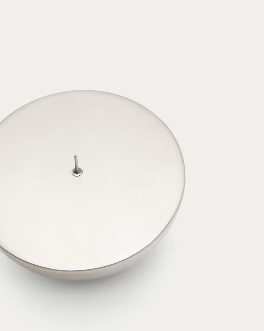 Candelabro piccolo Quira in acciaio inox argentato