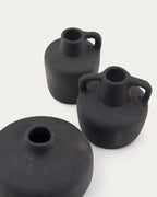 Set Sofra di 3 vasi in terracotta con finitura in nero 6 cm / 7 cm / 10 cm