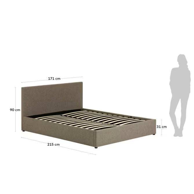 Letto con contenitore Nahiri  160 x 200 grigio