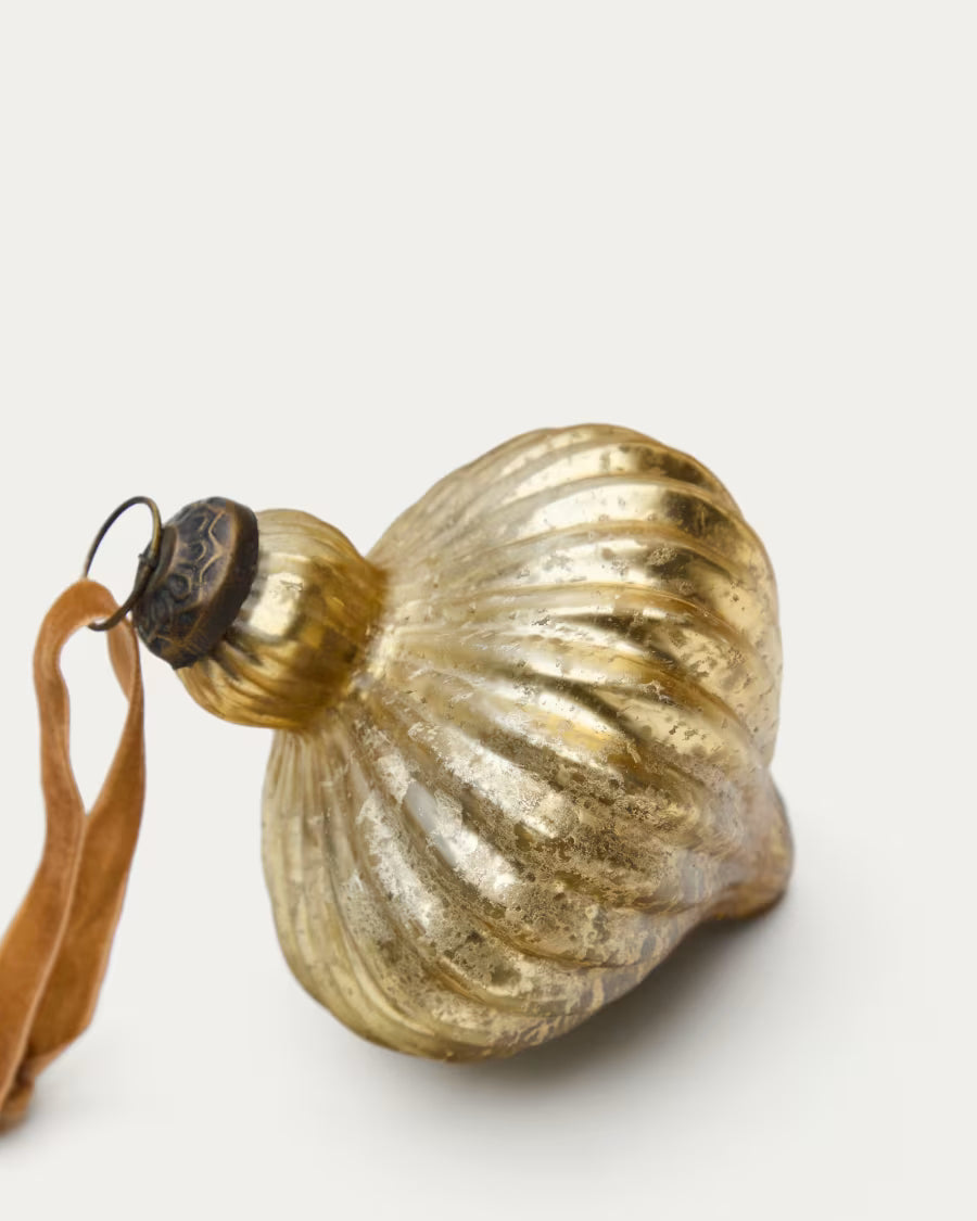 Set di 2 ciondoli in vetro riciclato Raj dorato 10 cm