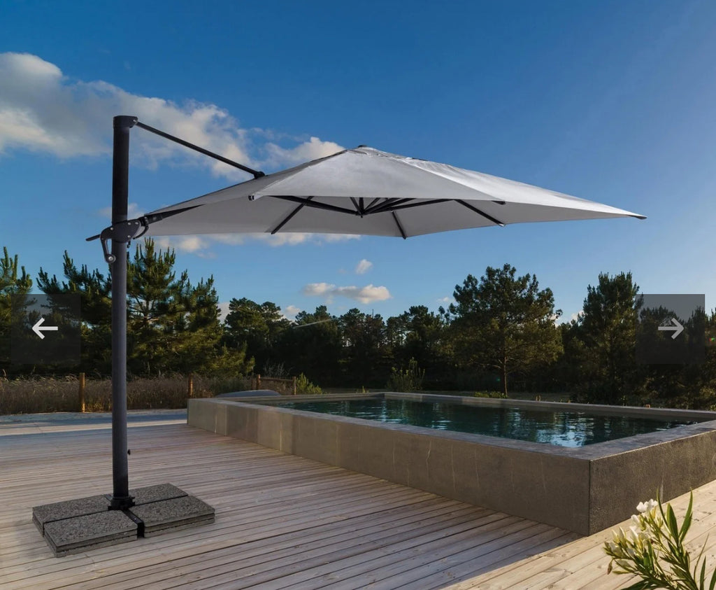 Ombrellone a braccio ORION in alluminio effetto legno, telo beige 4×4