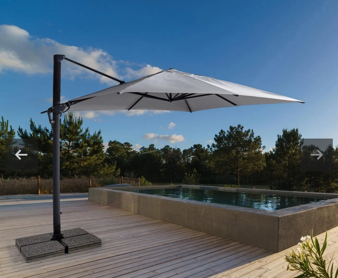 Ombrellone a braccio ORION in alluminio effetto legno, telo beige 4×4