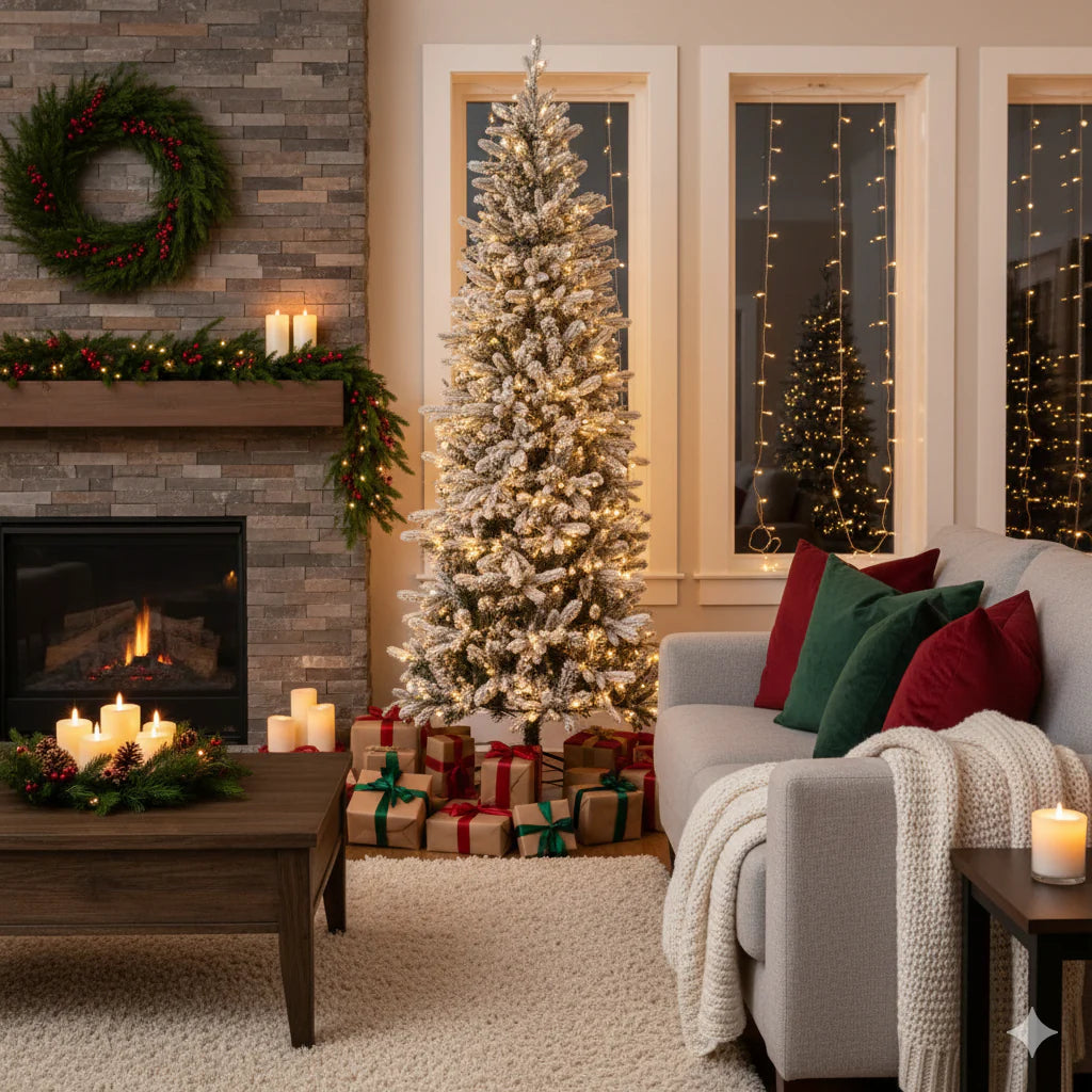 Albero  Slim innevato "LARES" 210 CM