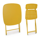 Set bistrot YVONNE con tavolo e 2 sedie in acciaio giallo ocra