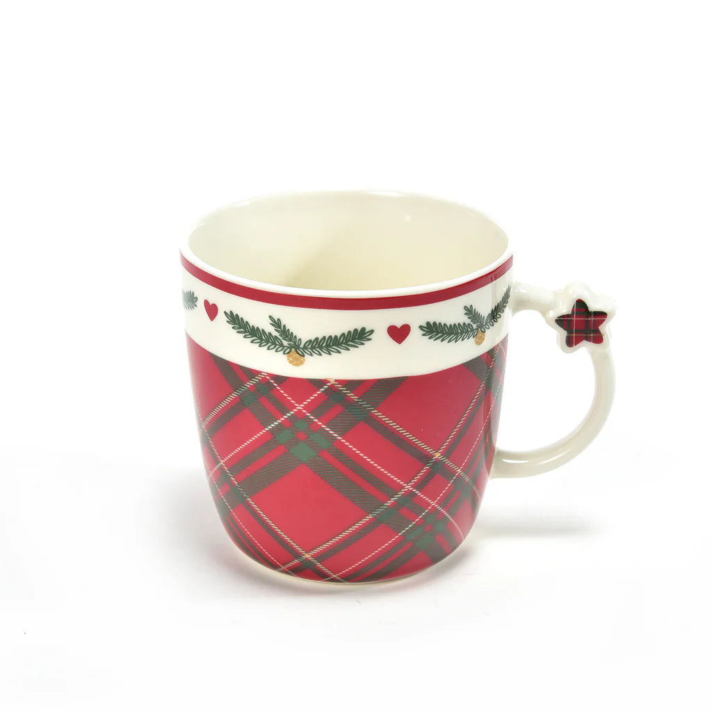 Tazza natalizia in ceramica, colore rosso, da 350 mL, 9 x 6.4 x h 9.1