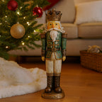 Soldatino schiaccianoci natalizio in poliresina con luci a batteria 69 cm