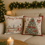 Fodera per cuscino a tema natalizio, in cotone e poliestere da 45x45 cm