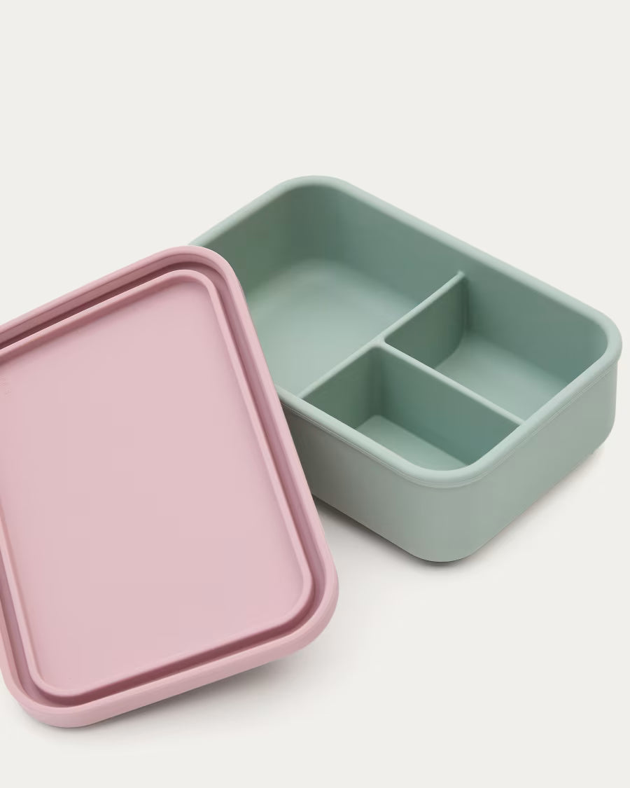 Contenitore Lili in silicone rosa e turchese