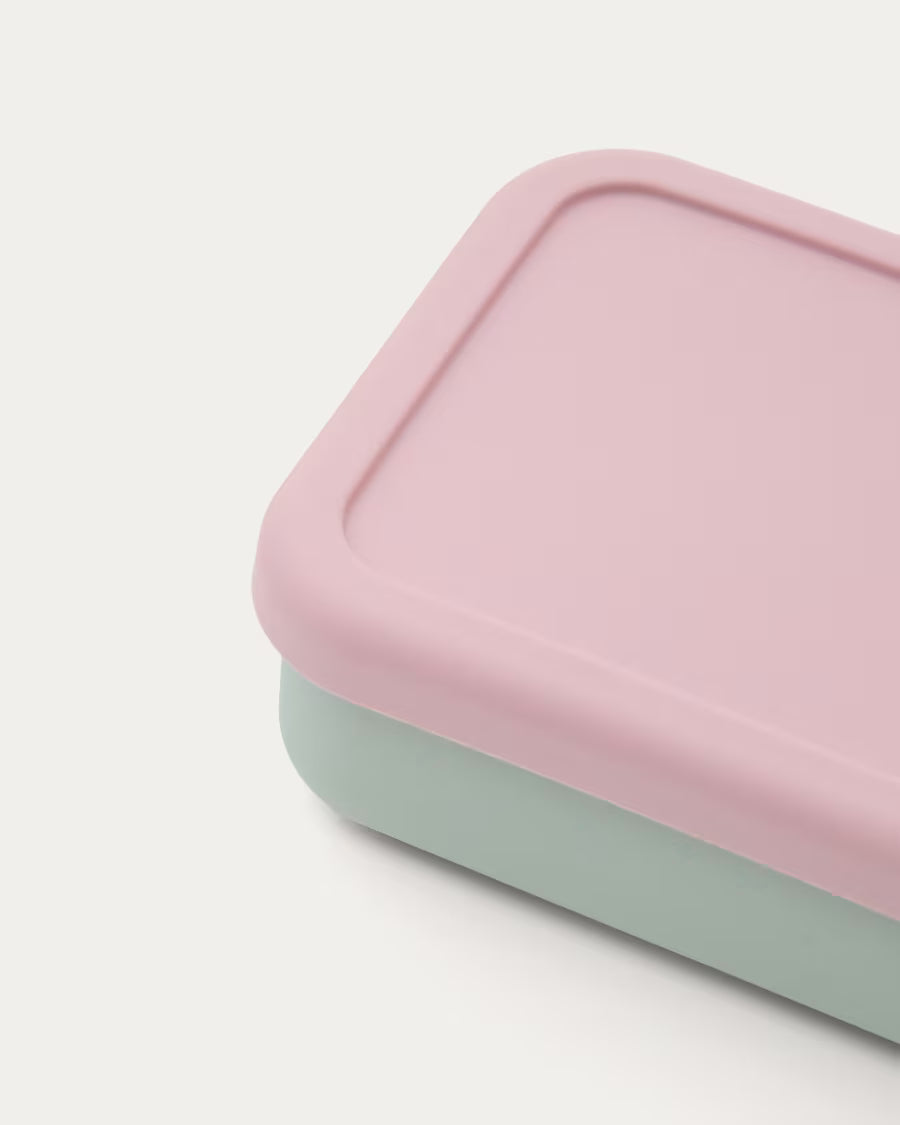Contenitore Lili in silicone rosa e turchese