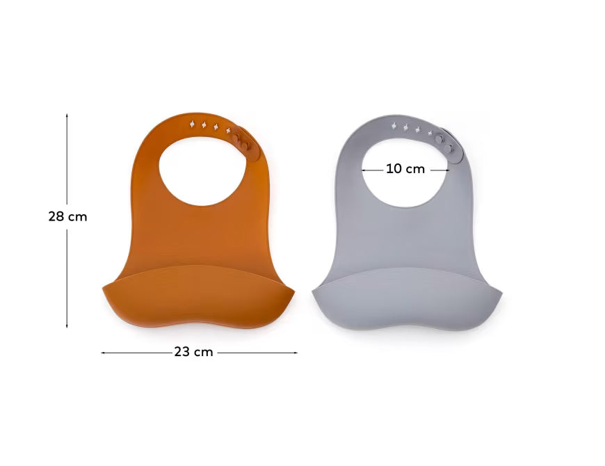 Set Lili 2 bavaglini in silicone arancione e blu