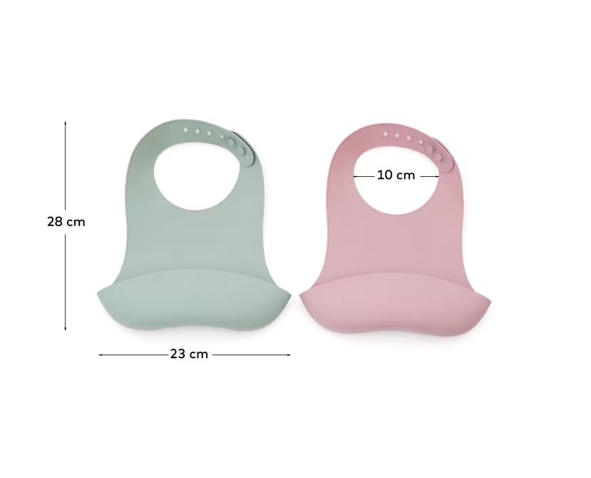 Set Lili 2 bavaglini in silicone rosa e turchese