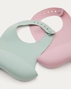 Set Lili 2 bavaglini in silicone rosa e turchese